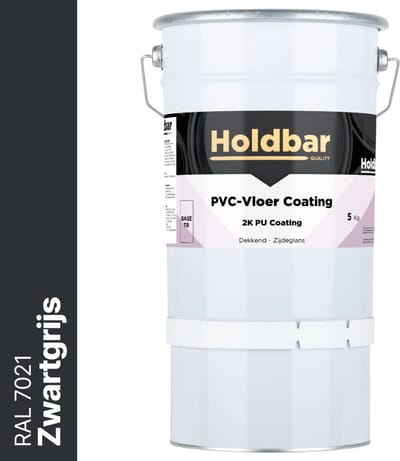 Holdbar PVC-Vloer Coating Zwartgrijs (RAL 7021) 5 Kg - Vloerverf - Alle kleuren - Hecht direct op PVC - Slijtvast - UV-bestendig - Gemakkelijk te reinigen - Beschermt PVC-Vloer - 2 Componenten Verf