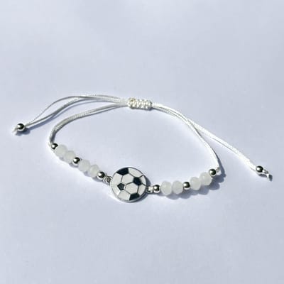 GoedeDoelen.Shop | Koordarmband Voetbal Wit | Sportarmband | Voetbal | Unisex | In Maat Verstelbaar tot 27 CM | Kleine En Grote Polsmaat | Voetbal Sieraad | Voetbal Fan | I Love Voetbal | Vriendschapsarmband | Statement Armband | Wellness-House