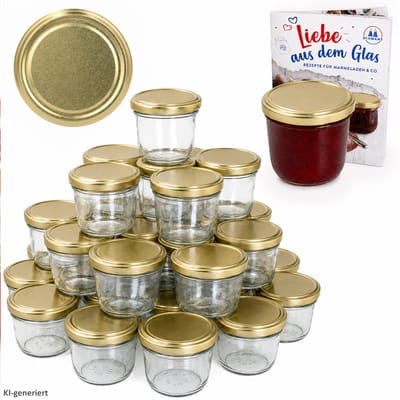 Set van 100 bekers 230 ml jampot inmaakpot Inmaakpot Naar 82 gouden deksel incl. diamanten suiker gelei receptenboekje