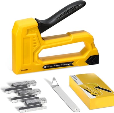AHD® Nietpistool - Tacker - Spijkerpistool - Handtacker - Geel - 22cm x 11cm x 4cm