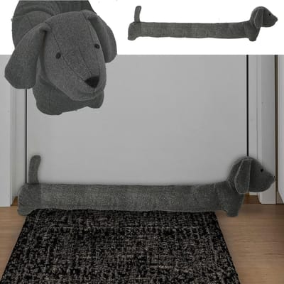 Tochtstopper Hond - Tochtroller Deurstopper - Tocht Buiten Houden - Verzwaard Met Zand - 85x20x10cm - Donkergrijs