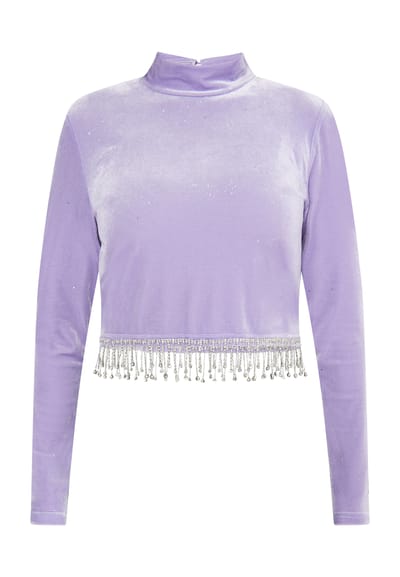 Faina Glittershirt van stretchfluweel Dames lavendel