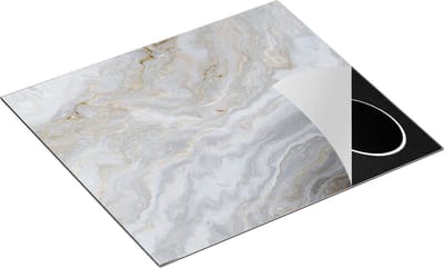 Chefcare Inductie Beschermer Witte Marmer - Abstracte Kunst - 60x50 cm - Afdekplaat Inductie - Kookplaat Beschermer - Inductie Mat