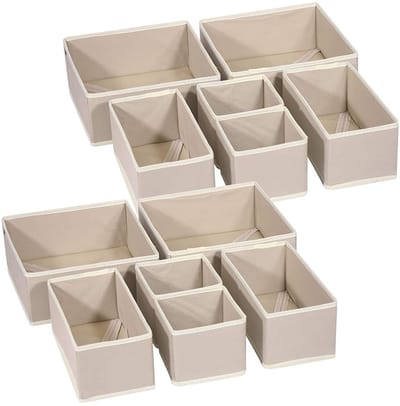 lade organisatoren, 12 Pack kleding opslag organizer, vouwen draw organisers, lade verdelers, voor slaapkamer stof ondergoed organizer, shirt, ondergoed, kleding organizer (kaki)