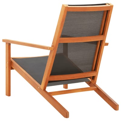 vidaXL - Loungestoel - massief - eucalyptushout - en - textileen - zwart