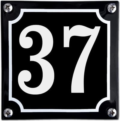 Zwart emaille huisnummer  - 37
