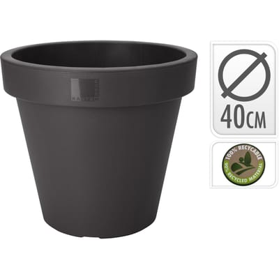 Pro Garden Bloempot - antraciet - rond - D40 cm - kunststof - plantenpot - tuin buiten