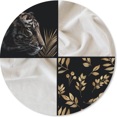 Muismat rond 20x20 cm - Mousepad Tijger - Zwart - Goud - Wit - Ronde muismatten