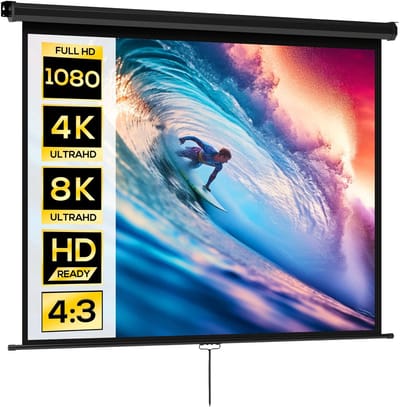 VIEMAE Projectiescherm - Projectiedoek - Oprolbaar - 84 inch - 165x125 cm scherm - 4:3 - 4K HD - Wand- of plafondmontage