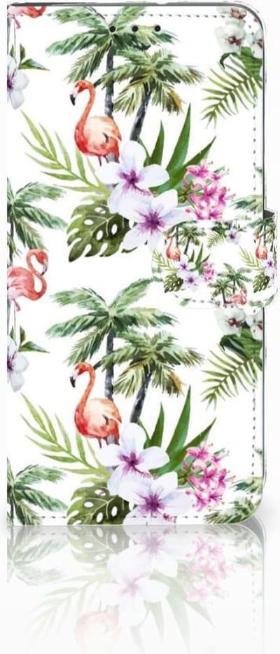 Motorola Moto G7 Power Telefoonhoesje met Pasjes Flamingo Palms