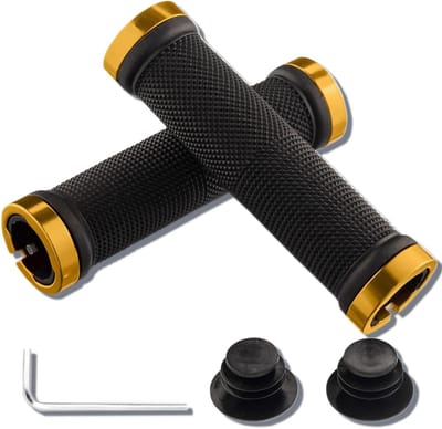 Fiets Handvatten - Stuur Grips - Comfortabel Fietsen - Aluminium Lock - 132 mm Lengte - Geel