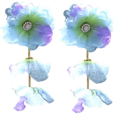 Oorbellen Bloemen – Kunststof – 9.5x5cm – Blauw
