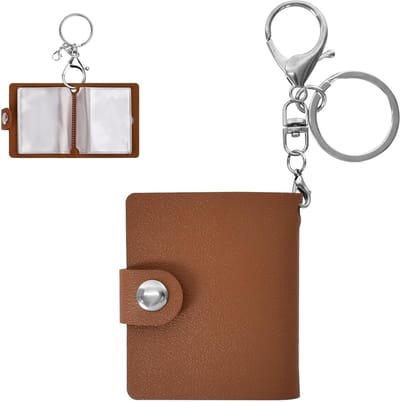 Compact Fotoalbum met Sleutelhanger, 20 Compartimenten voor Herinneringen, Leer, Klein en Handig, Perfect voor Foto's en Kaarten