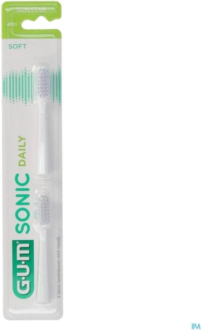 1x GUM Sonic Elektrische Tandenborstel - Wit + 1x GUM Opzetborstels Wit