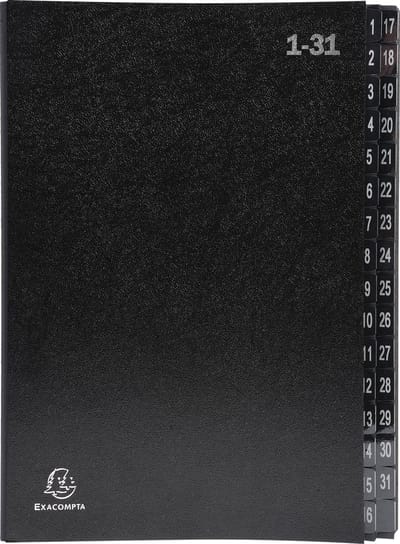 Exacompta 6x Sorteermap Ordonator® - 32 indelingen - genummerde tabs van 1 - 31 - Zwart - 57032E