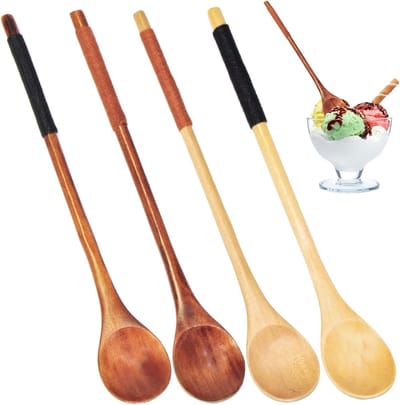 Multifunctionele Houten Dessertlepels voor IJs, Thee, Honing en Soep - Keuken Accessoires (4)