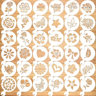 Dailygoods- Cake Stencil 36 Stuks - Bakpatronen - Mold Gereedschap - Plastic Stencils - Decoratie - Bloemen/Blad Design - Baksjablonen