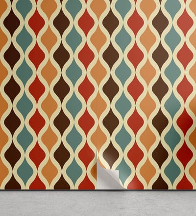 ABAKUHAUS Retro peelbare en zelfklevende behang voor thuis, zelfklevende woonkamerkeukenaccent, 33 cm x 90 cm, mosterdroodblauw