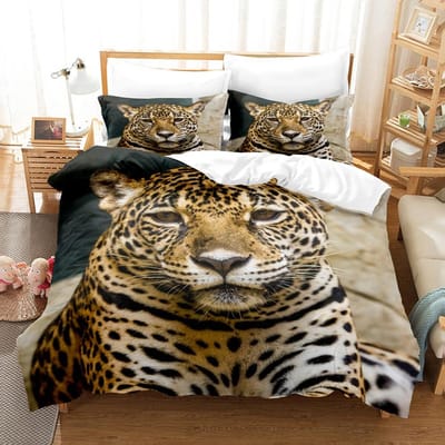 Dieren Luipaard Beddengoed Sets Quilt Bedovertrek Dekbedovertrek Kussensloop 2-3 Delige Sets Kinderen Volwassenen Slaapkamer Decoratie EU Double 200x200cm
