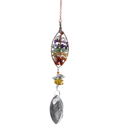 Edelstenen Suncatcher - Regenboog Raamdecoratie met Maan & Ster - Spirituele Kristal Hanger voor Zonlichtreflectie - Boho Decoratie voor Huis, Yoga & Meditatie Ruimte - Cadeau Tip