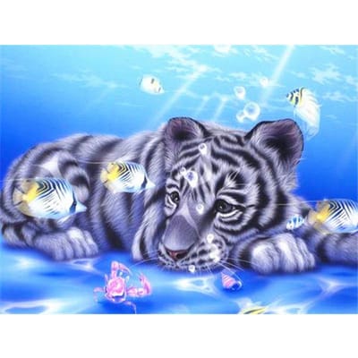 Diamant schilderij  Witte tijger  5D DIY Diamant borduurwerk kruissteek Diamant mozaïek Strass 20X30CM blue