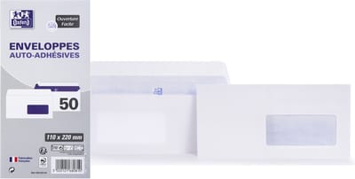 Oxford Enveloppen, DL, 110 x 220 mm, 80 g, zelfklevend.