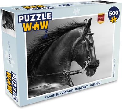 Puzzel Paarden - Zwart - Portret - Dieren - Legpuzzel - Puzzel 500 stukjes