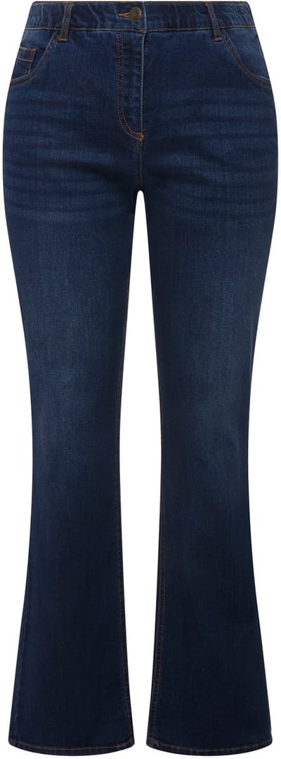 Ulla Popken - Dames - Jeans Marie bootcut comfortabele tailleband 5-pocketmodel - Blauw denim - Maat 21