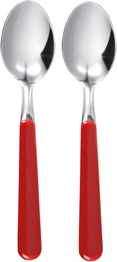 Set van 2 Rode Metalen Dessertlepels - Stijlvol Bestek voor Thuis