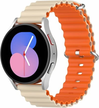 By Qubix - Geschikt voor Garmin bandje - Geschikt voor Garmin Vivomove 3 / HR / Luxe / Sport / Style / Trend - Ocean Style bandje - Beige / oranje - Smartwatch bandje 20mm