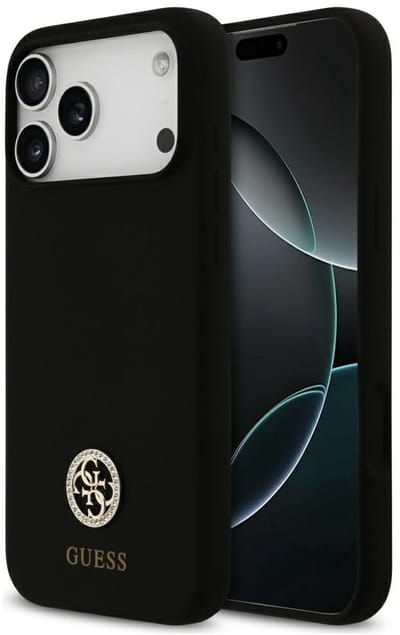 MagSafe hoesje voor Apple iPhone 17 Pro Max, Guess, Logo Strass 4G, Zwart