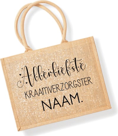 Glittertas cadeau kraamverzorgster kraamhulp-allerliefste kraamverzorgster met naam