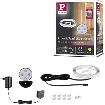 LED Strip Akoestisch paneel Basisset 2,4m 3000K Zwart