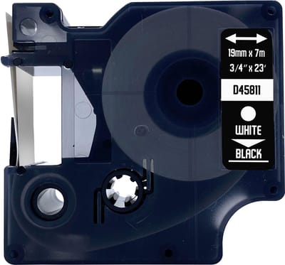 DULA Dymo D1 45811 - S0720910 - Compatible label tape - 1 lettertape - Wit op zwart - 19mm x 7m
