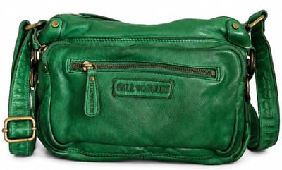 HillBurry Schoudertas Gewassen Leer - vintage - groen - ideaal voor dagelijks gebruik - (B x H x D) ca. 28 cm x 21 cm x 8 cm