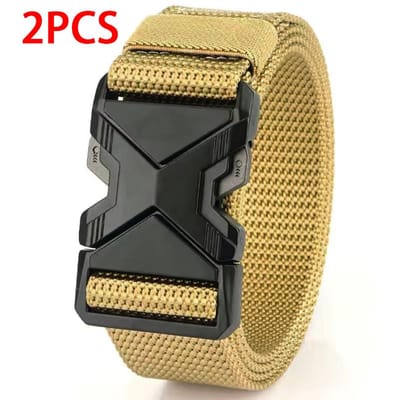2 Stuks Heren Riem Leger Outdoor Jacht Tactisch Outdoor Bergbeklimmen Multifunctioneel Tactisch Nylon Canvas Geweven Broekriemen 125cm black