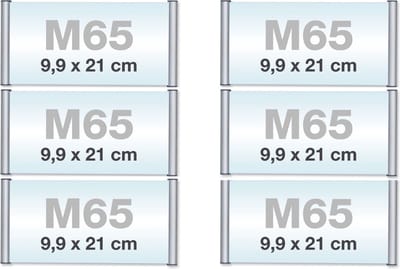 6 pack M65/Bewegwijzeringsborden met Klikprofiel /formaat 9,9x21 cm/wegwijs bordjes/aluminium deurbordjes/naambordje kantoor/route bordje/aanwijs bordje/zelfklevend/verwijs bord/ informatie bord.