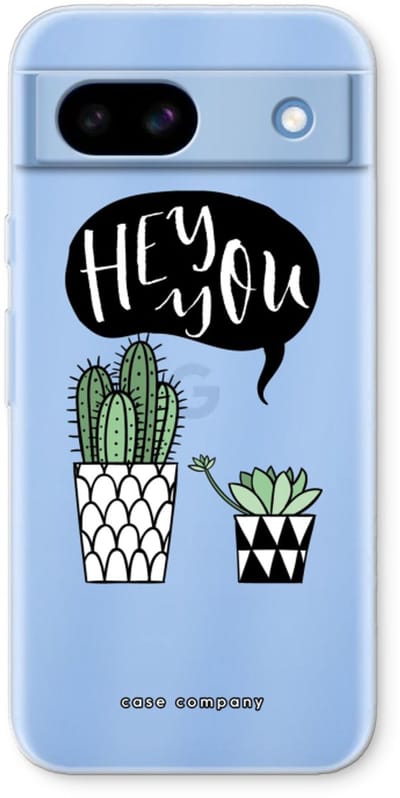 Case Company® - Hoesje geschikt voor Google Pixel 8a hoesje - Hey you cactus - Soft Cover Telefoonhoesje - Bescherming aan alle Kanten en Schermrand
