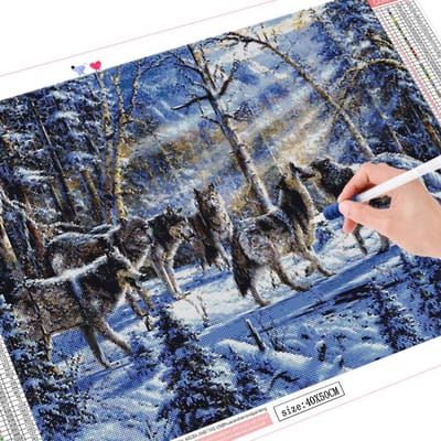 Volledige Diamond borduurwerk Winter Kit 5D DIY Diamond schilderij Wolf mozaïek dier handwerk handgemaakt cadeau Full Square 20X30CM