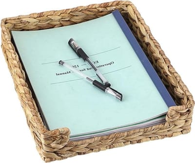 Natuurlijke Woven File Tray van Waterhyacint, Waterdichte Documenthouder en Gevlochten Bureau-organizer voor A4 Papier, Documenten en Brochures, 33 x