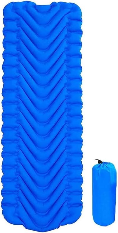 Opblaasbaar Slaapkussen - Luchtbed Kamperen - Buiten Slapen - Waterproof Nylon TPU - 190 x 60 cm - Blauw