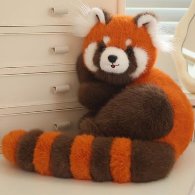 Realistische Liggende Wasbeer Pluche Pop Knuffeldier Levensgetrouw Rode Panda Kussen Zacht Kerst Verjaardagscadeau voor Kinderen 50cm