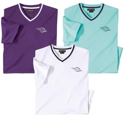 ATLAS FOR MEN - Set van 3 T-shirts met V-hals Surfer - Heren - Verkrijgbaar in grote maten - M