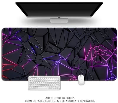 Gaming muismat XXL - antislip - stijlvolle geometrische print - extra breed - stabiele grip - glad - zacht - stabiliteit - bescherming - professionele randnaden - gaming accessoire - comfortabel - nauwkeurig - microtextuur - maximle grip