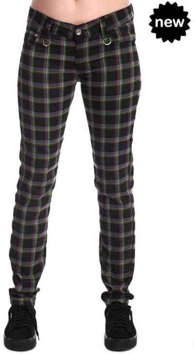 Banned - Forever Yours Skinny fit broek - XXS - Zwart/Groen