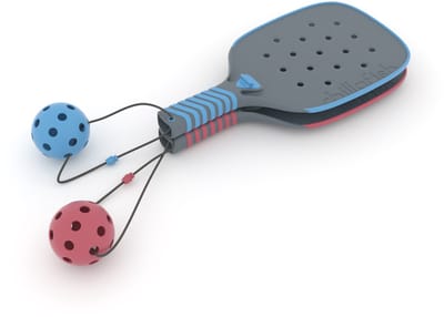 Chillafish Pickleball Set Kinderen vanaf 5 Jaar - Blauw Rood - Set met 2 Pickle Ball Rackets en 2 Ballen - Ergonomische Non Slip Grip - Clip together Rackets - Ideaal voor buiten speelplezier - Model Pickli