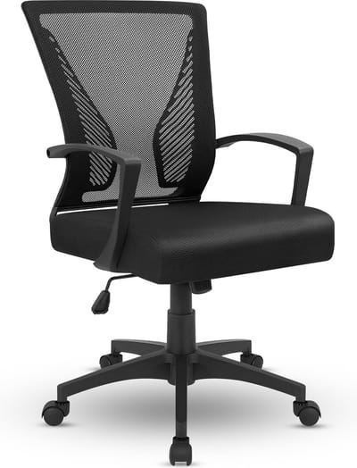 Bayt Ergonomische Bureaustoel - Office Chair - Bureaustoel - Bureaustoel volwassenen - Kantoorstoel - Verstelbaar - Zwart - Nylon basis