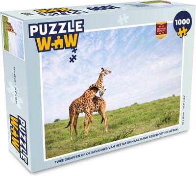 Puzzel Twee giraffen op de savannes van het Nationaal park Serengeti in Afrika - Legpuzzel - Puzzel 1000 stukjes volwassenen