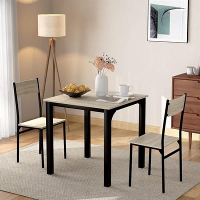 Eettafelset met stoelen - Keukentafel set - Compact wonen - Ruimtebesparend design - 70x70x75 cm - Natuurlijk