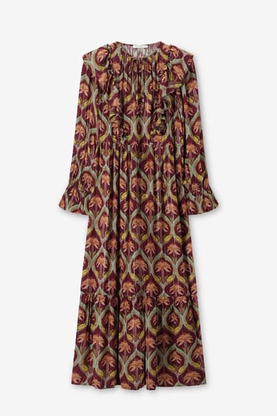 Sissy-Boy - Donkerrode maxi jurk met palm print